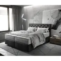 DELIFE Boxspringbed Dream-Great 160x200 cm Microvezel Antraciet Vintage met TFK Matras en Visco Topper