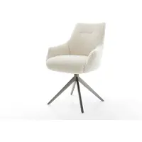 DELIFE Draaistoel Alja-Flex met armleuning teddy beige kruisframe breed grafiet 360° draaibaar rocker-functie pocketveer kern