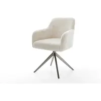 DELIFE Draaistoel Greg-Flex pluchen crème-wit kruisframe breed grafiet 360° draaibaar rocker-functie pocketveer kern