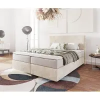 DELIFE Boxspringbed Dream-Well 160x200 cm Cord Beige met Pocketveringmatras en Topper Visco