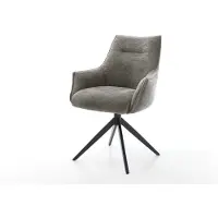 DELIFE Draaistoel Alja-Flex met armleuning bouclé zacht mud kruisframe breed zwart 360° draaibaar rocker-functie pocketveer kern