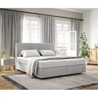 DELIFE Boxspringbed Dream-Well 180x200 cm Cord Zilvergrijs met Pocketveringmatras en Topper Visco