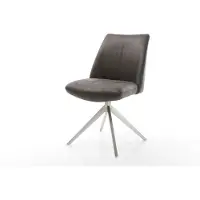 DELIFE Draaistoel Elso-Flex microvelours antraciet vintage kruisframe breed roestvrij staal 360° draaibaar rocker-functie pocketveer kern
