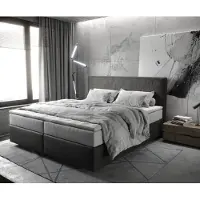 DELIFE Boxspringbed Dream-Well 180x200 cm Microvezel Antraciet Vintage met TFK Matras en Visco Topper