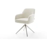 DELIFE Draaistoel Greg-Flex teddy beige kruisframe breed roestvrij staal 360° draaibaar rocker-functie pocketveer kern