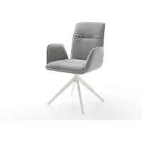 DELIFE Draaistoel Vinja-Flex zachte stof met structuur grijs kruisframe breed wit 360° draaibaar rocker-functie