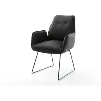 DELIFE Eetkamerstoel Zoa-Flex echt leer zwart slipframe zwart pocketveer kern