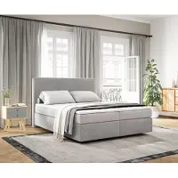DELIFE Boxspringbed Dream-Well 160x200 cm Cord Zilvergrijs met Pocketveringmatras en Topper Visco