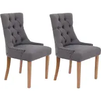 CLP Set van 2 eetkamerstoelen Aberdeen, bekleed met stof, met een frame van rubberhout, donkergrijs. Framekleur: antiek, licht