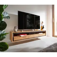 DELIFE Tv-meubel Stonegrace 175 cm acacia natuur 1 legplank 3 laden steenfineer zwevend