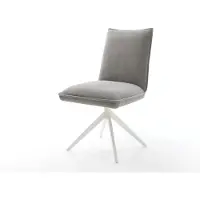 DELIFE Draaistoel Lelio-Flex zachte stof met structuur grijs kruisframe breed wit 360° draaibaar rocker-functie pocketveer kern
