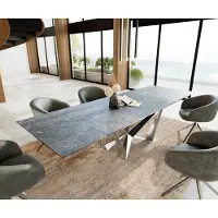 DELIFE Eetkamertafel Edge 200-300x100 keramiek LaminamNero Greco grijs spider vlak staal RVS uitschuifbaar