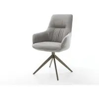 DELIFE Draaistoel Zelia-Flex met armleuning zachte stof met structuur grijs kruisframe breed afwerking met titanium 360° draaibaar rocker-functie pocketveer kern