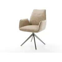 DELIFE Draaistoel Zoa-Flex microvelours beige vintage kruisframe breed grafiet 360° draaibaar rocker-functie pocketveer kern