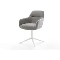 DELIFE Draaistoel Pejo-Flex zachte stof met structuur grijs kruispoot wit 360° draaibaar rocker-functie pocketveer kern