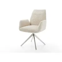 DELIFE Eetkamerstoel Zoa-Flex koord beige kruisframe breed roestvrij staal pocketveer kern