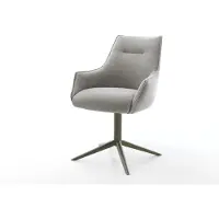 DELIFE Draaistoel Alja-Flex met armleuning zachte stof met structuur grijs kruispoot afwerking met titanium 360° draaibaar rocker-functie pocketveer kern