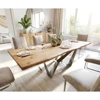 DELIFE Eettafel Edge 240x100 acacia natuur Spider staal roestvrij staal Live-Edge