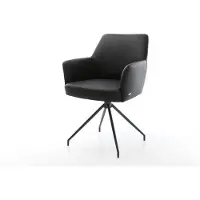 DELIFE Draaistoel Xana-Flex met armleuning echt leer zwart kruisframe conisch zwart 180° draaibaar pocketveer kern