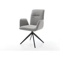 DELIFE Draaistoel Vinja-Flex zachte stof met structuur grijs kruisframe breed zwart 360° draaibaar rocker-functie