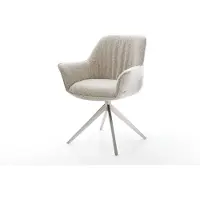 DELIFE Draaistoel Keila-Flex met armleuning geweven stof beige kruisframe breed roestvrij staal 360° draaibaar rocker-functie