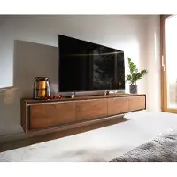DELIFE Tv-meubel Stonegrace 200 cm acacia bruin steenfineer 4 deuren zwevend