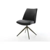 DELIFE Draaistoel Elso-Flex echt leer zwart kruisframe breed afwerking met titanium 360° draaibaar rocker-functie pocketveer kern