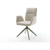DELIFE Draaistoel Vinja-Flex geweven stof beige kruisframe breed afwerking met titanium 360° draaibaar rocker-functie