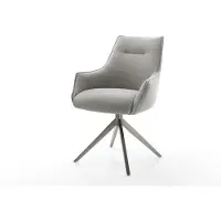 DELIFE Draaistoel Alja-Flex met armleuning zachte stof met structuur grijs kruisframe breed grafiet 360° draaibaar rocker-functie pocketveer kern