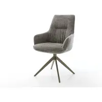DELIFE Draaistoel Zelia-Flex met armleuning bouclé zacht mud kruisframe breed afwerking met titanium 360° draaibaar rocker-functie pocketveer kern