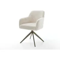 DELIFE Draaistoel Greg-Flex pluchen crème-wit kruisframe breed afwerking met titanium 360° draaibaar rocker-functie pocketveer kern