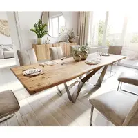 DELIFE Eettafel Edge 260x100 acacia natuur Spider vlakstaal edelstaal Live-Edge