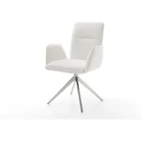 DELIFE Draaistoel Vinja-Flex bouclé zacht beige kruisframe breed roestvrij staal 360° draaibaar rocker-functie