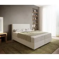 DELIFE Boxspringbed Dream-Well 160x200 cm Bouclé Crème-Wit met Pocketveringmatras en Topper Visco