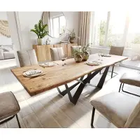 DELIFE Eettafel Edge 260x100 acacia natuur Spider vlakstaal zwart Live-Edge