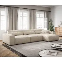 DELIFE Hoekbank Sirpio XL 370x170 cm koord beige recamiere variabele