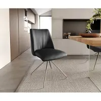 DELIFE Draaistoel Elso-Flex echt leer zwart kruisframe conisch roestvrij staal 180° draaibaar pocketveer kern
