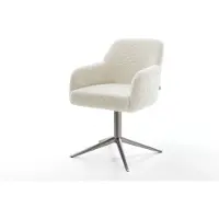 DELIFE Draaistoel Greg-Flex teddy beige kruispoot grafiet 360° draaibaar rocker-functie pocketveer kern