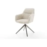 DELIFE Draaistoel Pejo-Flex koord beige kruisframe breed grafiet 360° draaibaar rocker-functie pocketveer kern
