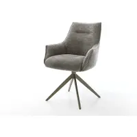 DELIFE Draaistoel Alja-Flex met armleuning bouclé zacht mud kruisframe breed afwerking met titanium 360° draaibaar rocker-functie pocketveer kern