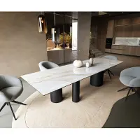 DELIFE Eettafel Edge 300x100 cm keramiek Onyx Pearl Troa metaal zwart