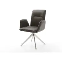 DELIFE Draaistoel Vinja-Flex microvelours antraciet vintage kruisframe breed roestvrij staal 360° draaibaar rocker-functie