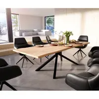 DELIFE Eettafel Edge 260x100 acacia natuur Kreuzframe rechthoek zwart Live-Edge
