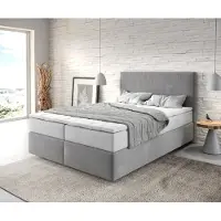 DELIFE Boxspringbed Dream-Well 140x200 cm Microvezel Grijs met TFK Matras en Visco Topper