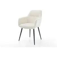 DELIFE Gestoffeerde-stoel Pejo-Flex 4-poot conisch zwart bouclé wit pocketveer kern