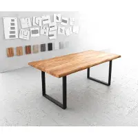 DELIFE Eettafel Classic-Edge 200x100 acacia natuur metaal zwart smal