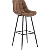 CLP Dartford Barkruk - Met rugleuning - Met voetsteun - Metalen frame - bruin Fluweel