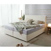 DELIFE Boxspringbed Dream-Well pluche corduroy beige 180x200 cm TFK matras Visco topper