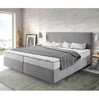 DELIFE Boxspringbed Dream-Well Microvezel Grijs 200x200 cm met Bonell-matras en PU-topper