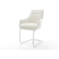 DELIFE Sledemodel Alja-Flex met armleuning bouclé zacht beige sledemodel vlak wit pocketveer kern